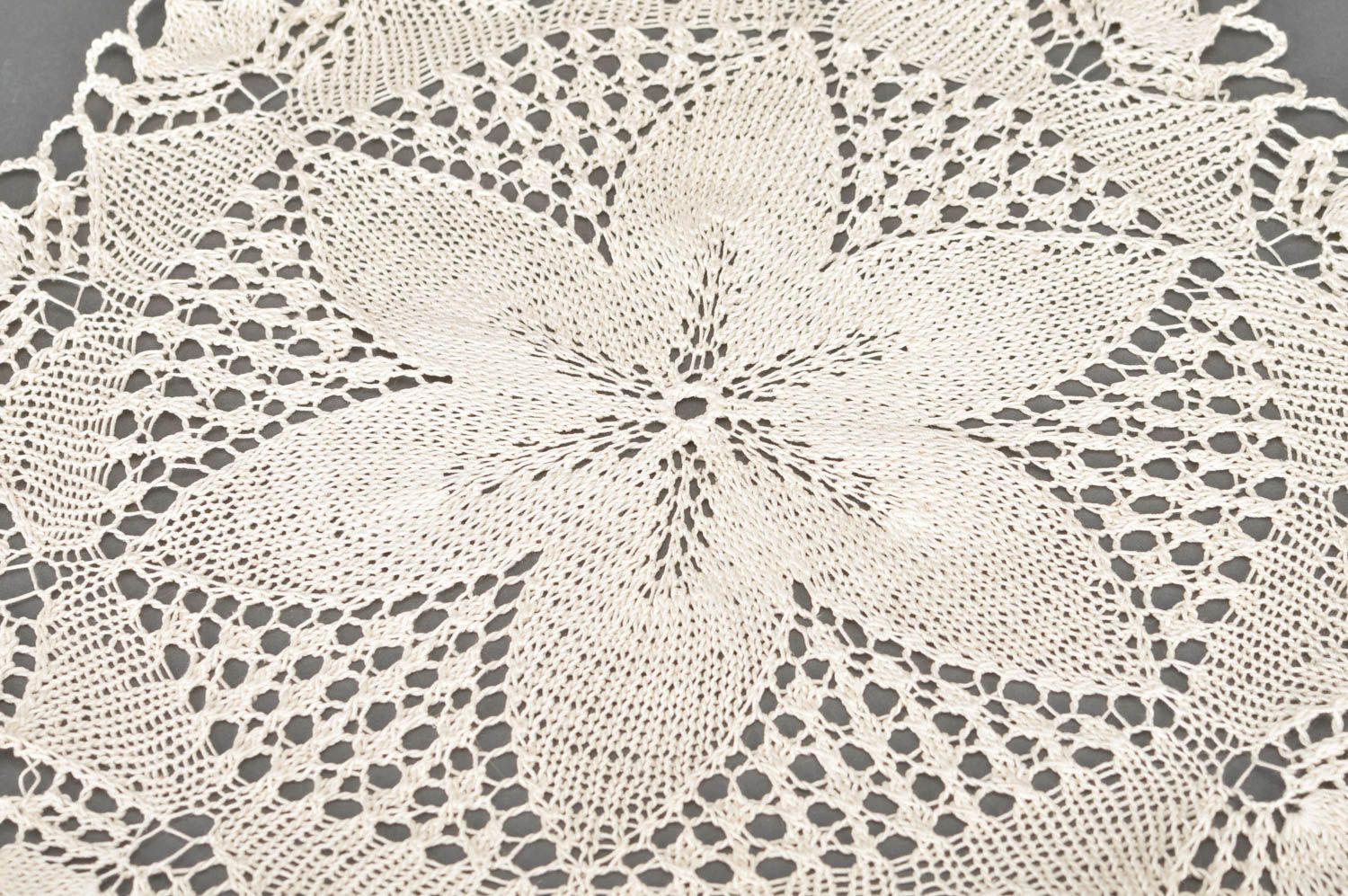 Beautiful handmade decorative crochet lace napkin of cream color table decor photo 3