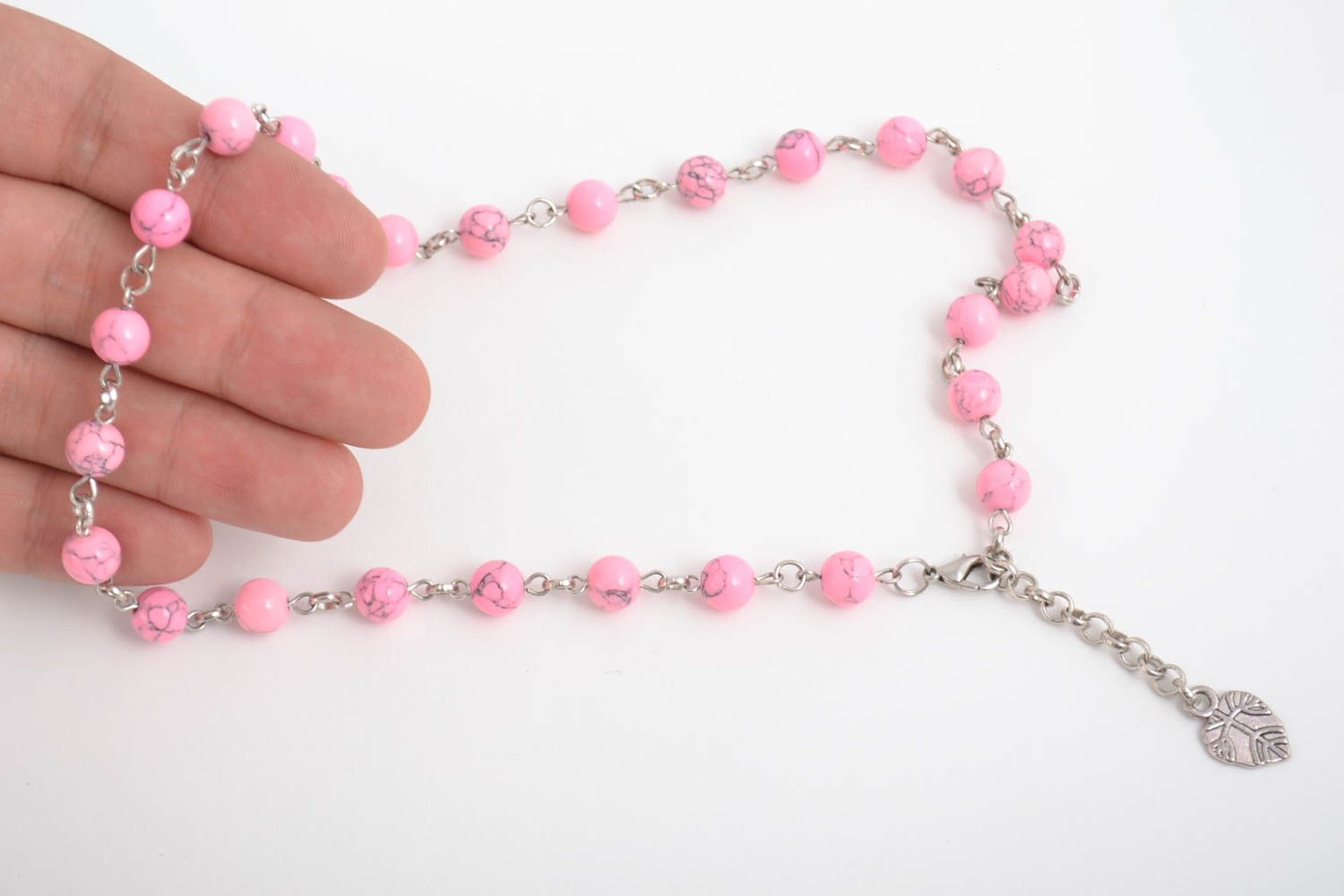 Damen Halskette handgemachter Schmuck Damen Collier Halsschmuck für Damen rosa foto 5