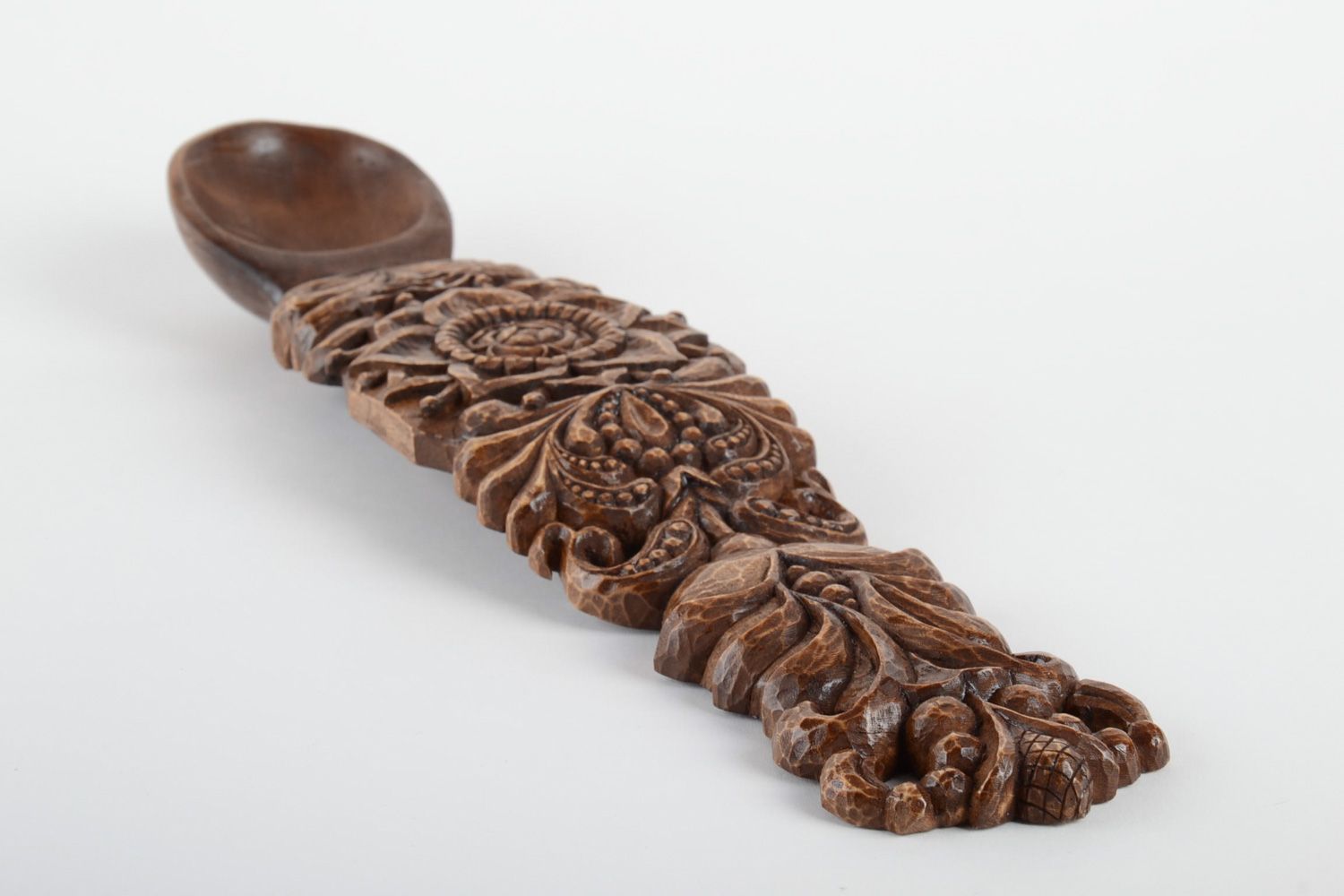 Large handmade wall hanging spoon with fancy art carving in ethnic style photo 3