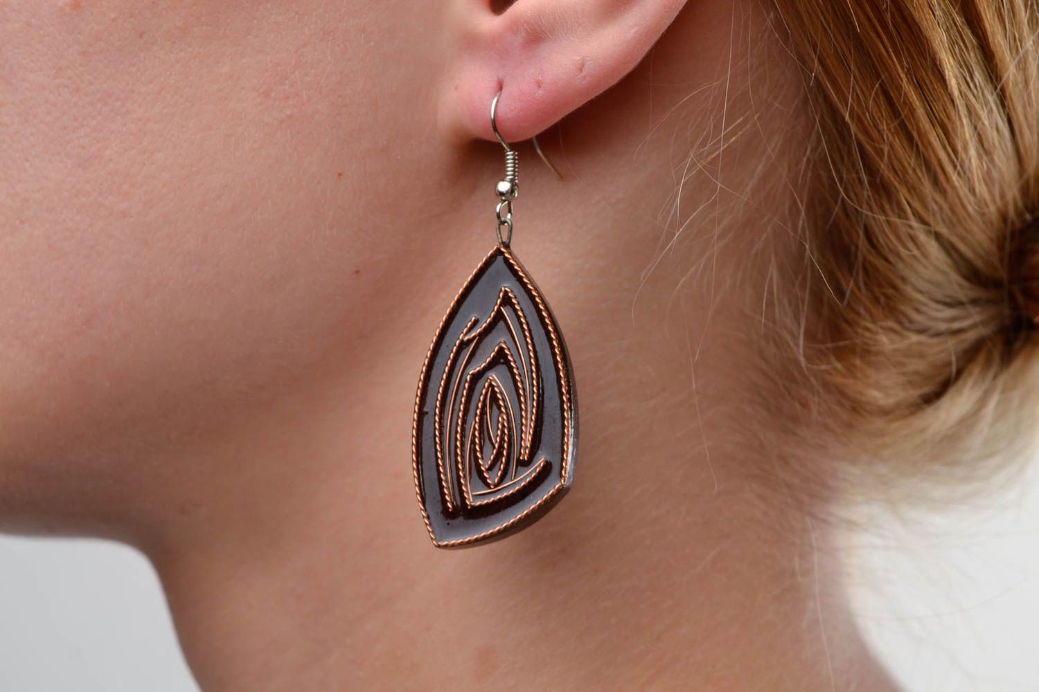 Handmade earrings wooden jewelry wood earrings designer jewelry unique earrings photo 1