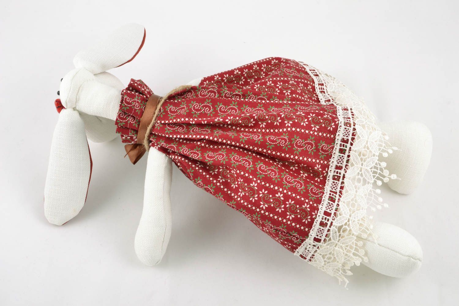 Авторская кукла из ткани Зайка в платьице  фото 3