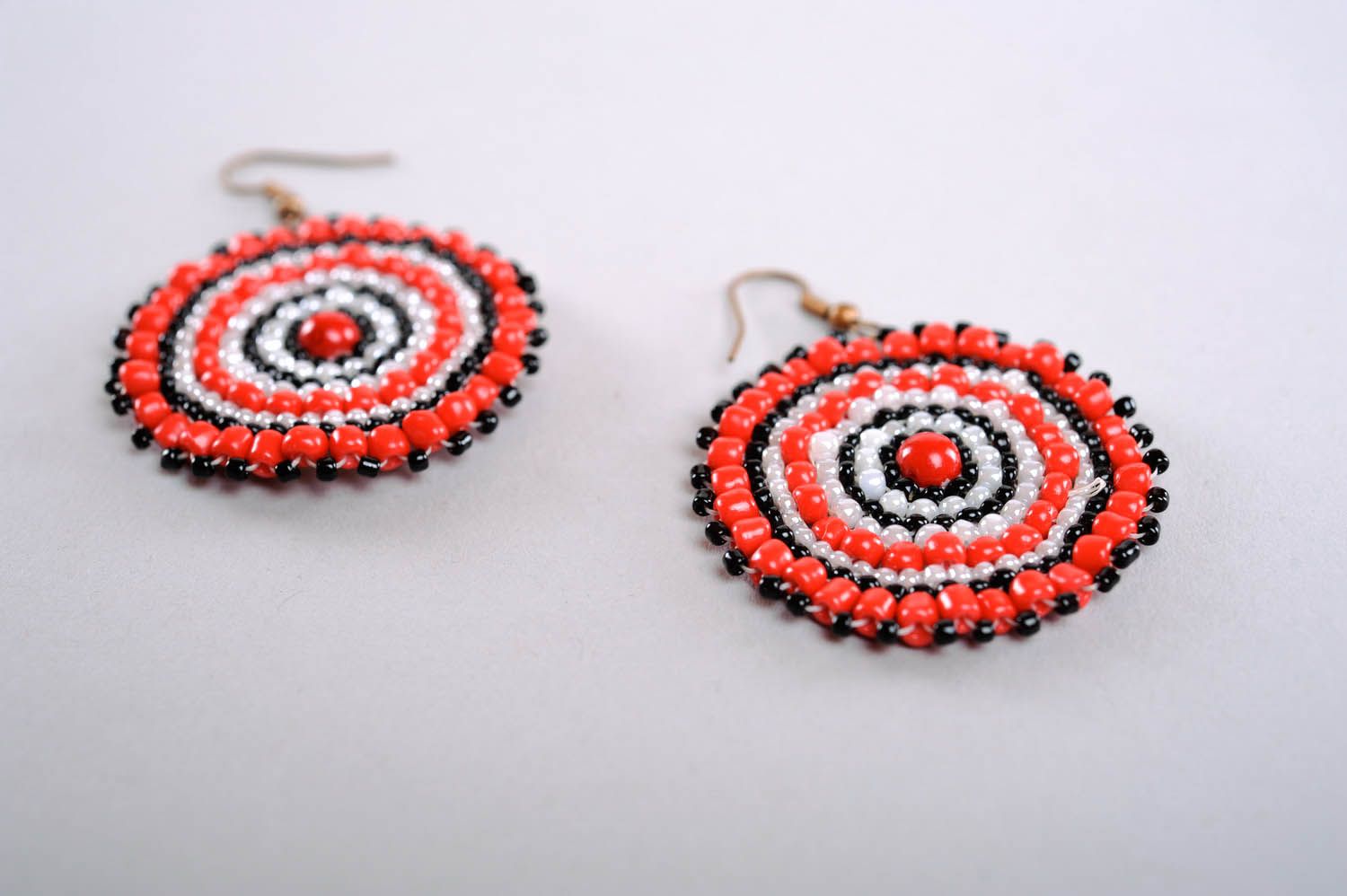 Round Earrings Made of Beads photo 1