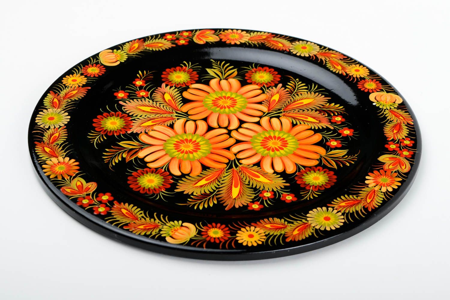 Assiette décorative faite main Vaisselle design ronde noire Déco maison photo 3
