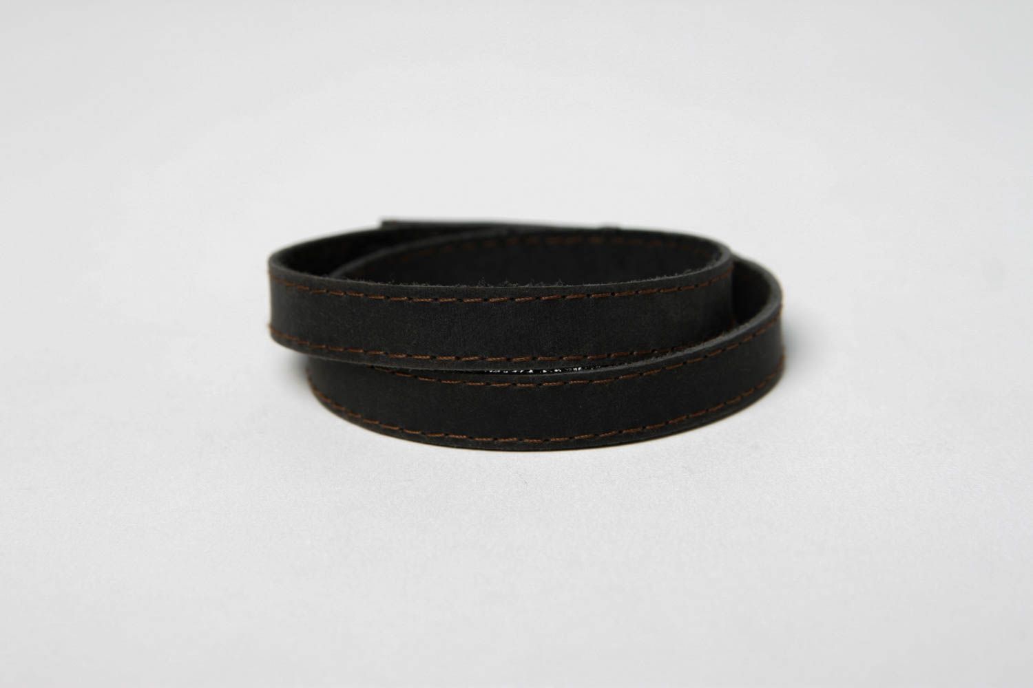 Bracelet cuir Bijoux fait main stylé noir design Accessoire femme cadeau photo 3