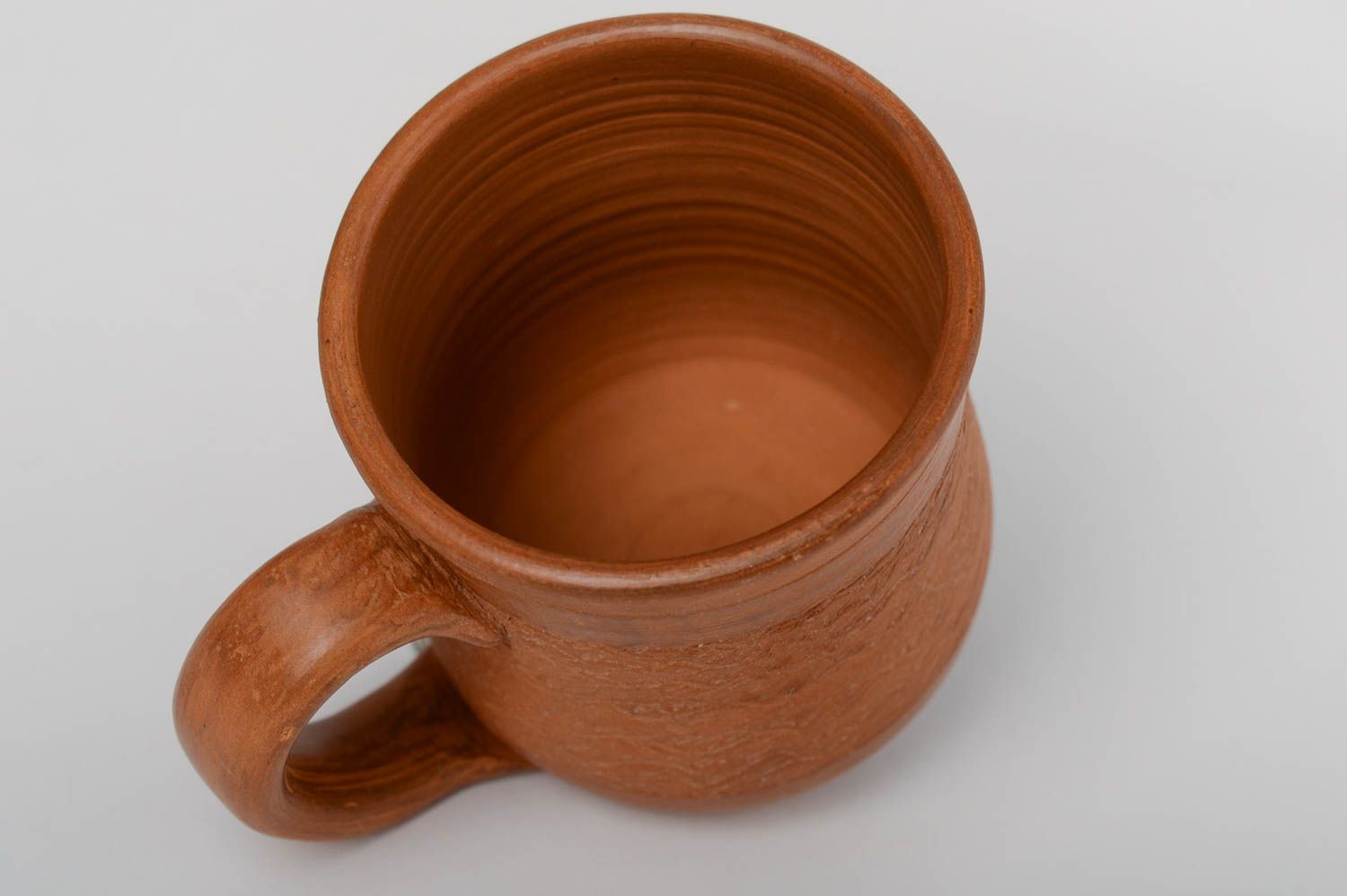 8 oz clay terracotta Mexican cup with handle and rustic pattern photo 3