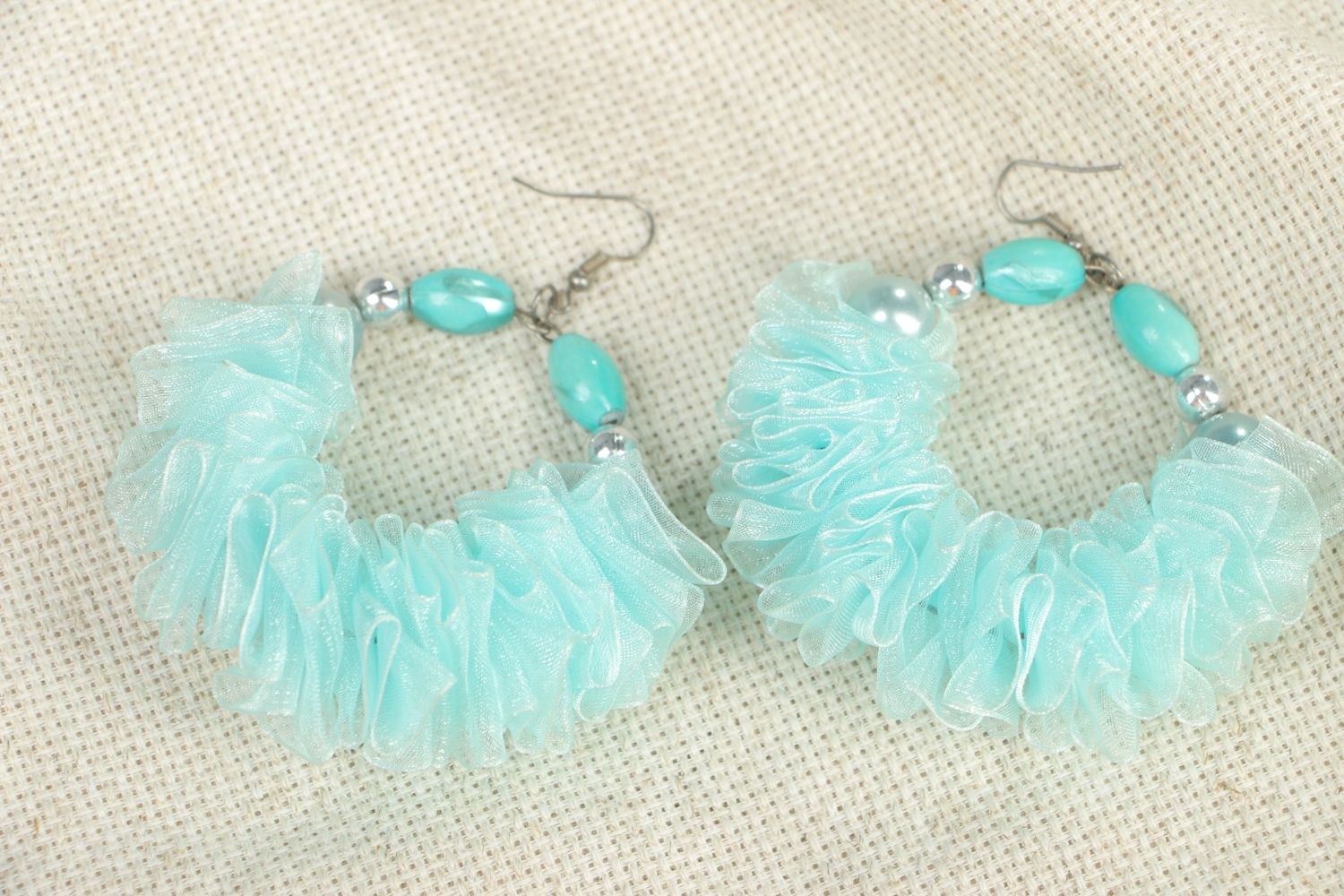 Earrings with satin ribbons photo 4
