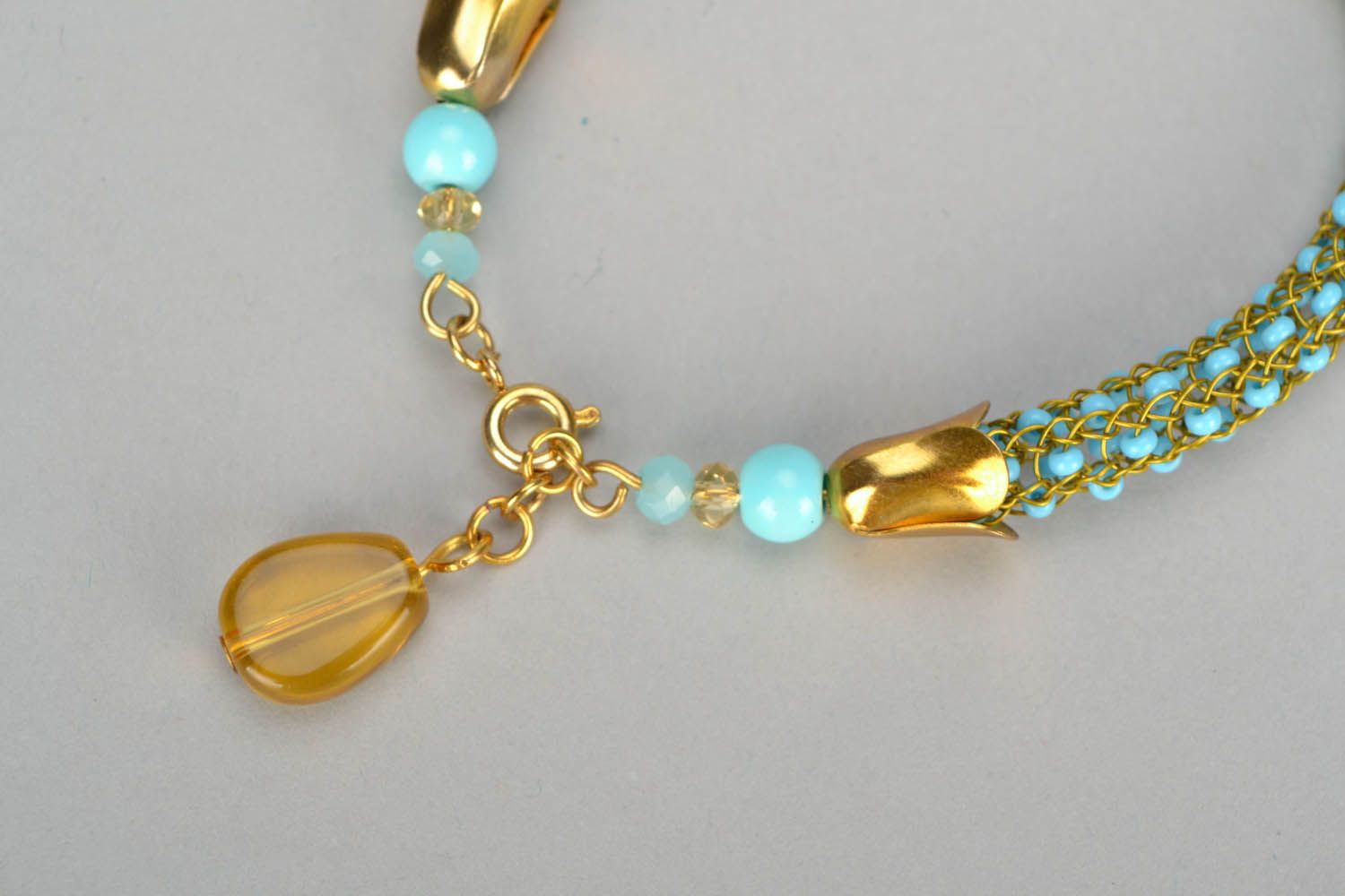 Bracelet en perles de rocaille Turquoise fait main photo 4