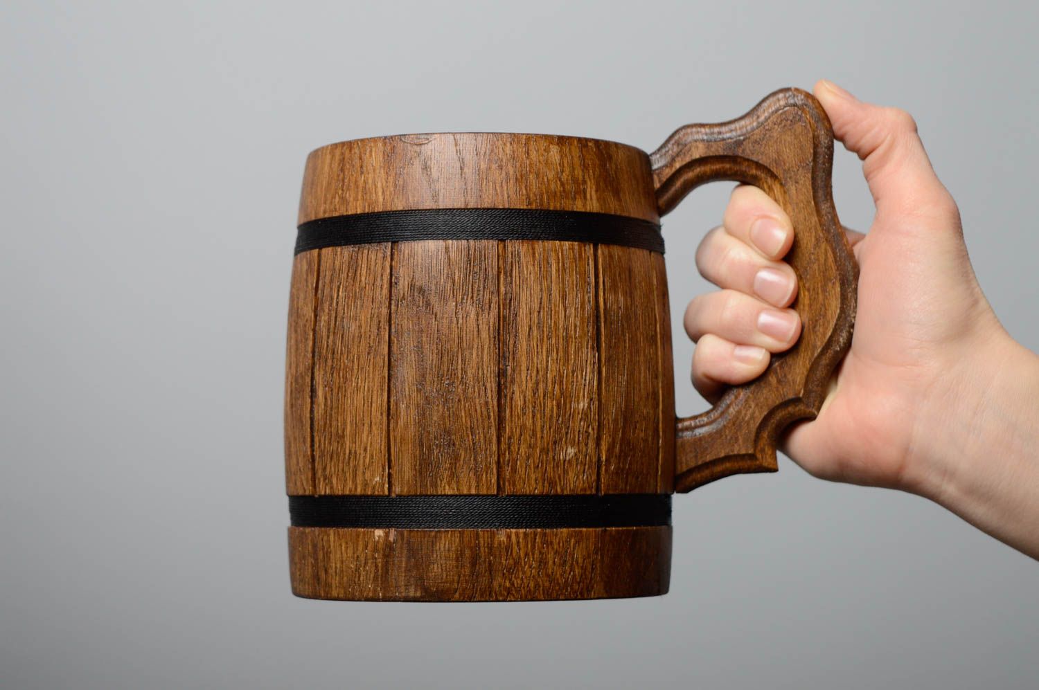 Sei tazze di legno decorative fatte a mano calici di legno bicchieri da birra
 foto 5