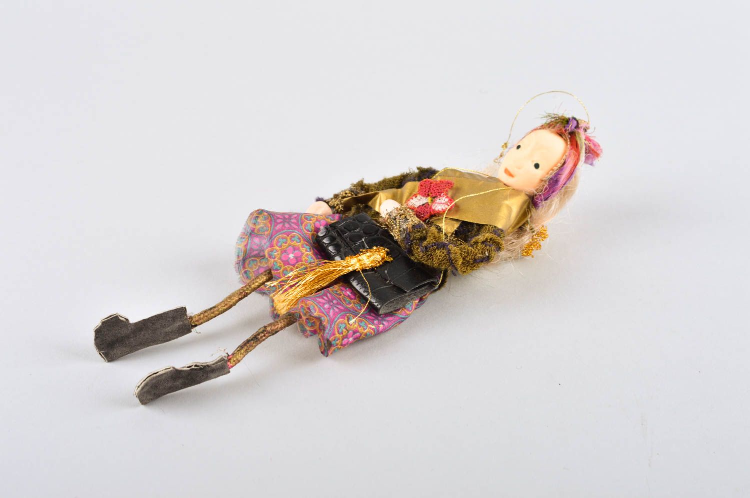 Авторская кукла ручной работы коллекционная кукла с сумочкой кукла для интерьера фото 4