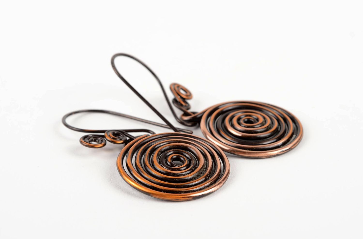 Handmade modische Kupfer Ohrringe Designer Schmuck Accessoire für Frauen Spirale foto 1