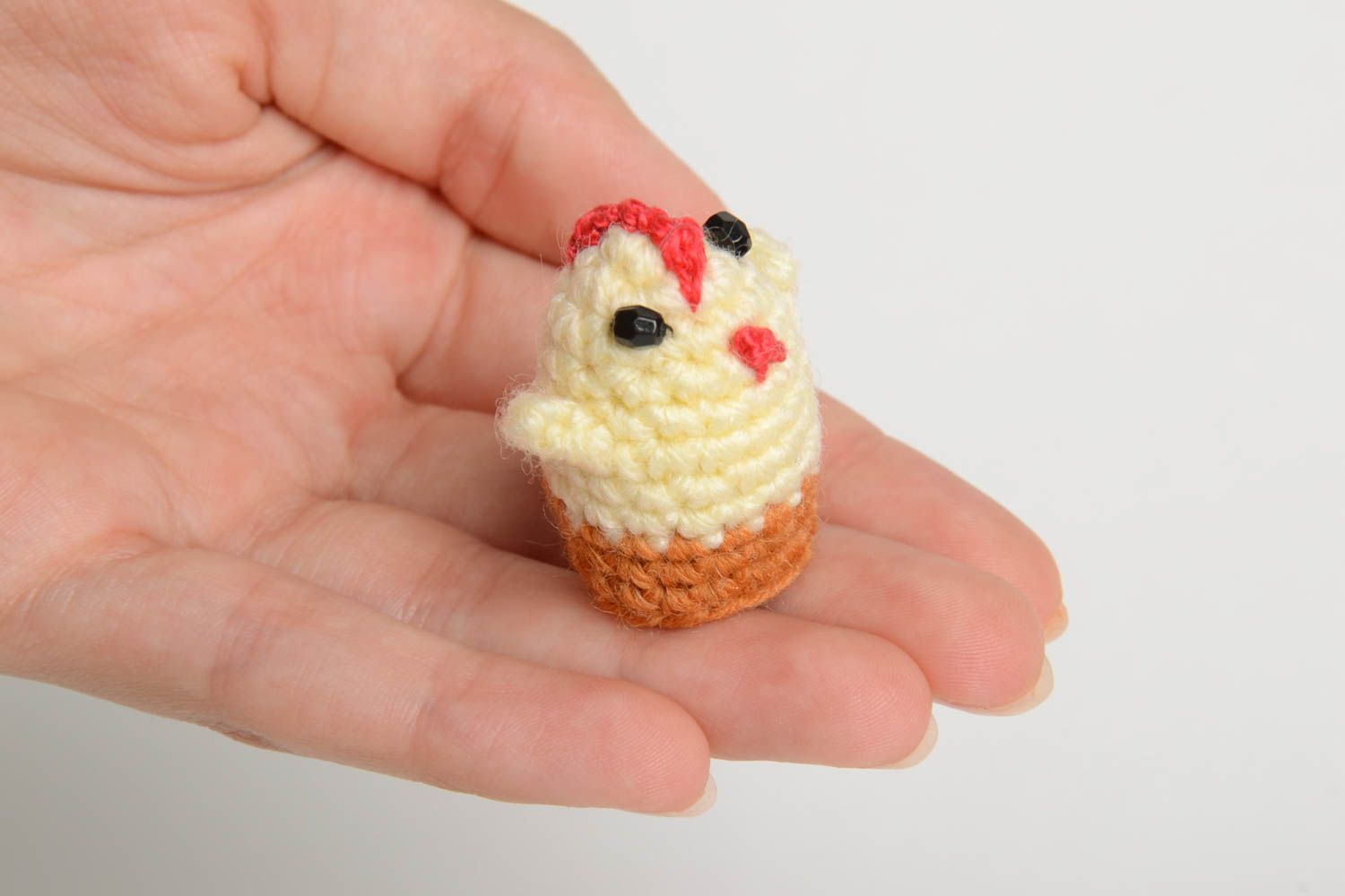 Handmade figurine of chick unique designer crocheted toy present for children photo 5