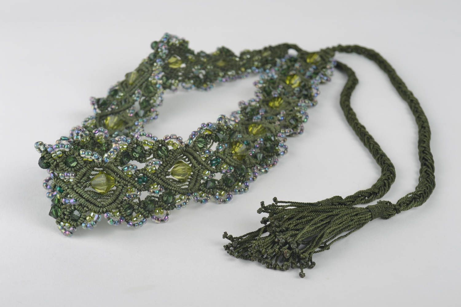 Cinturón de macramé artesanal con abalorios accesorio para mujer regalo original foto 4