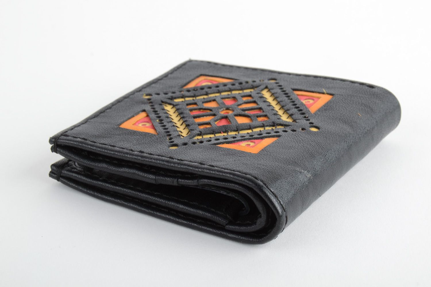 Beautiful women's leather wallet in ethnic style photo 4