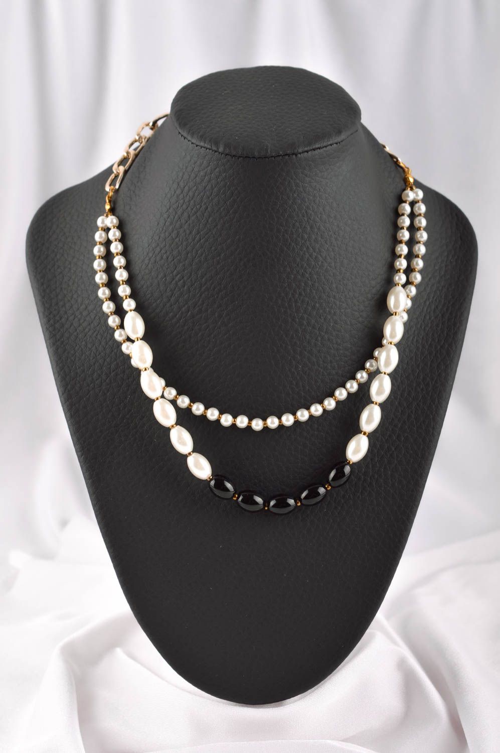 Collana di perle fatta a mano originale di moda bigiotteria da donna bella foto 1