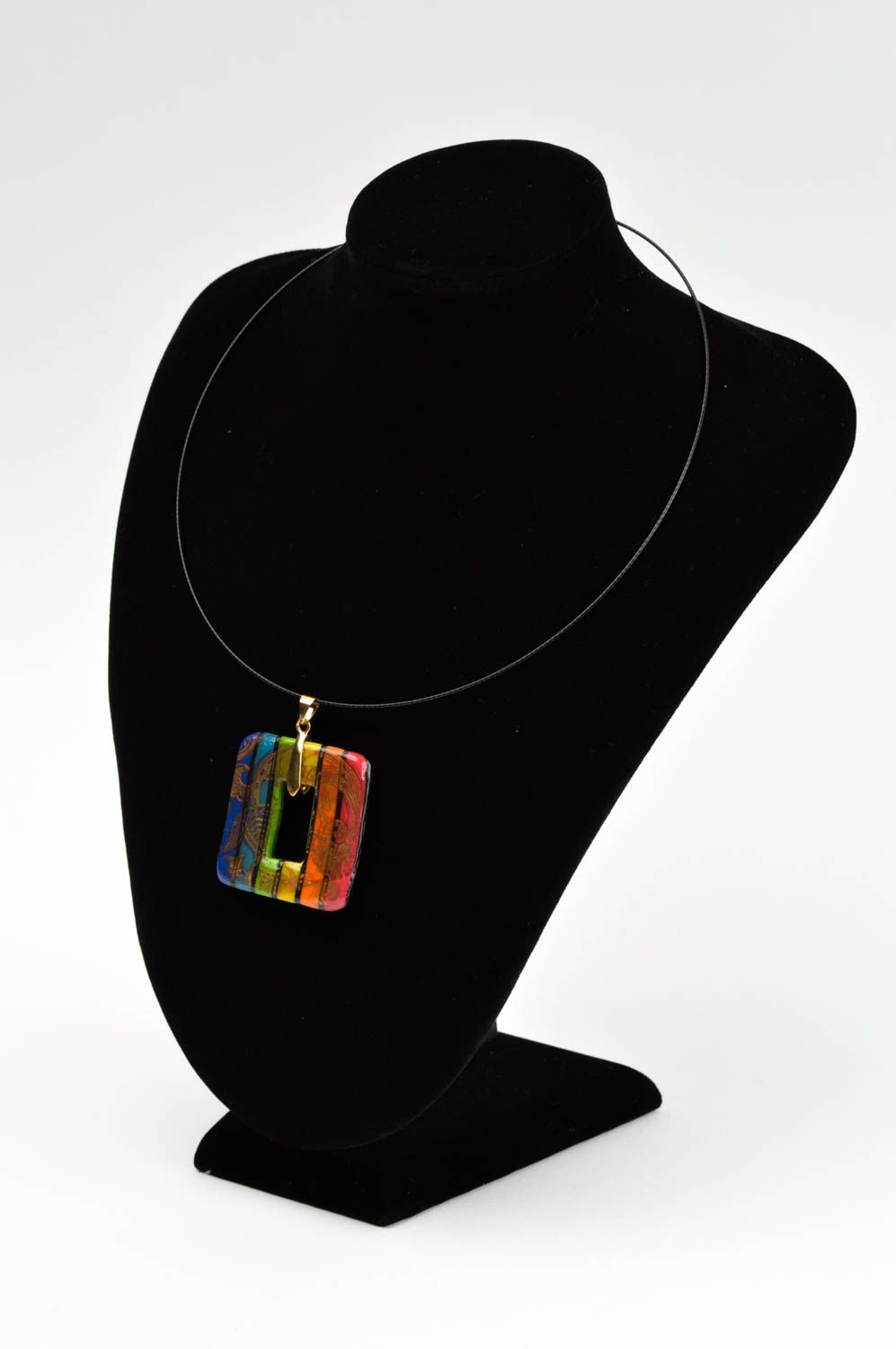 Handmade pendant made of polymer clay stylish accessory fashion jewelry photo 1