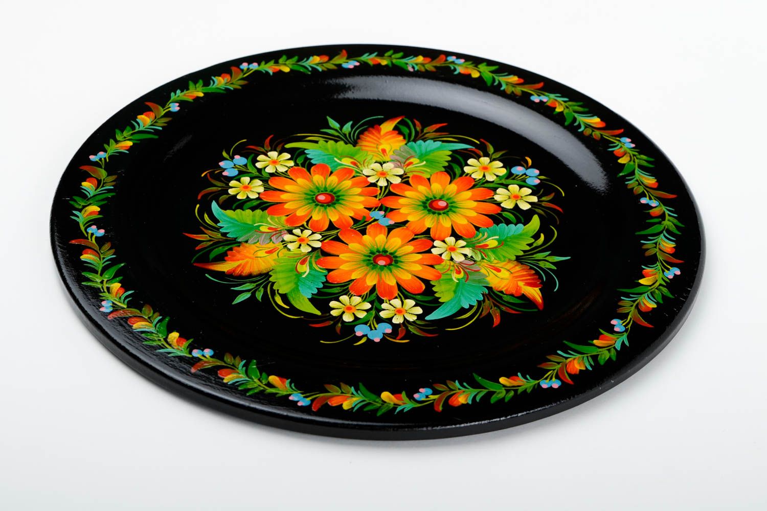Декор на стену ручной работы декоративная тарелка в этно-стиле расписная посуда фото 3