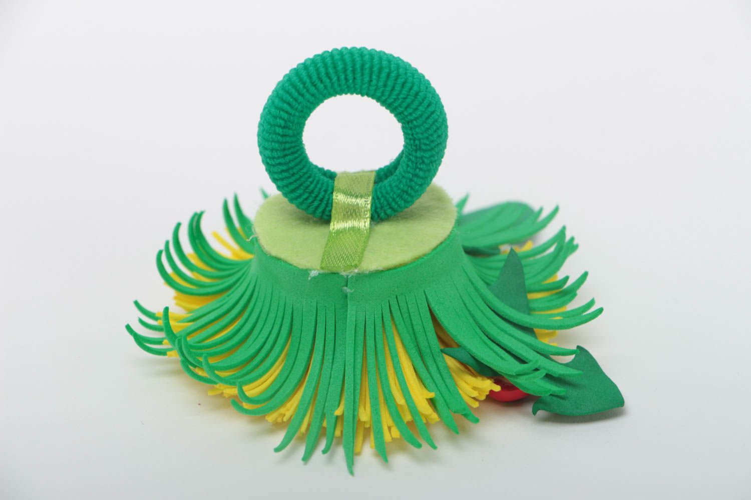 Gelber Stoff Haargummi aus Foamiran mit Blume handmade Accessoire foto 4