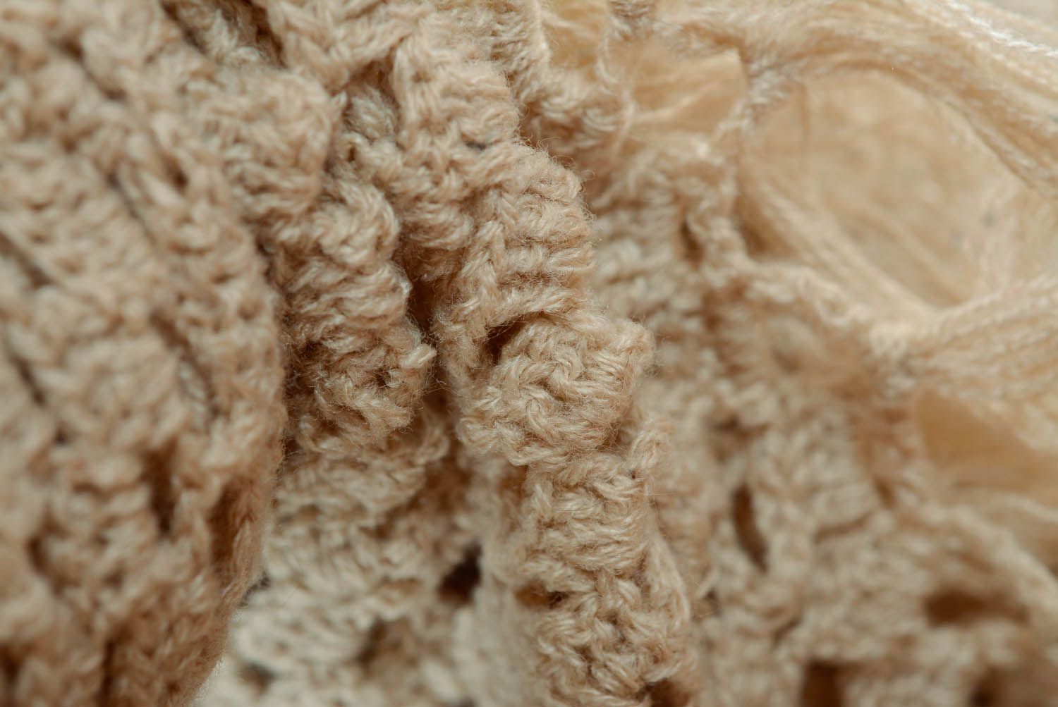 Châle en cachemire beige tricoté fait main photo 4