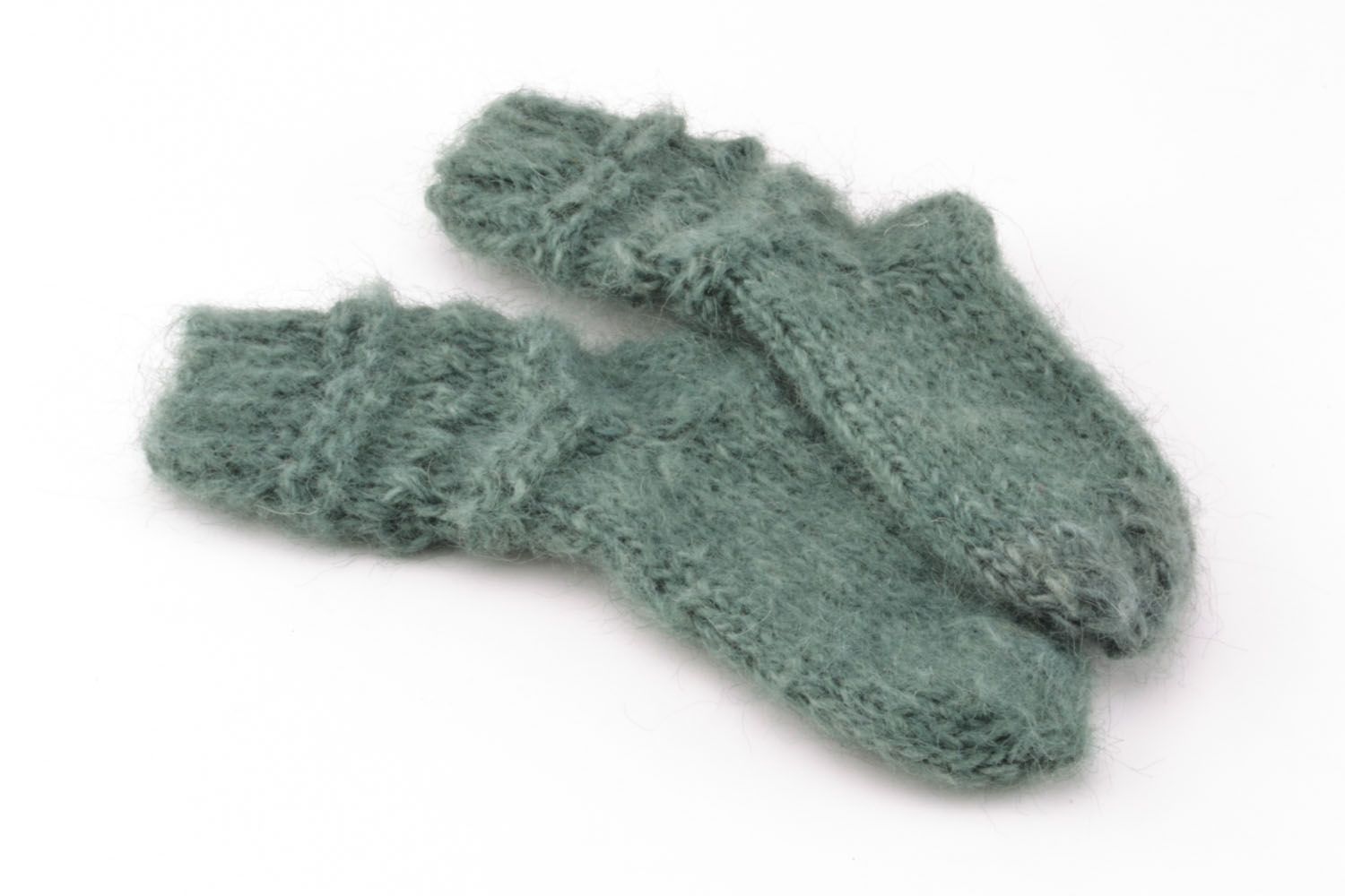 Homemade knitted wool socks photo 2