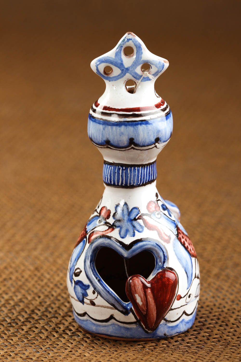 Handmade beautiful souvenir unusual ceramic cute bell stylish painted bell photo 1