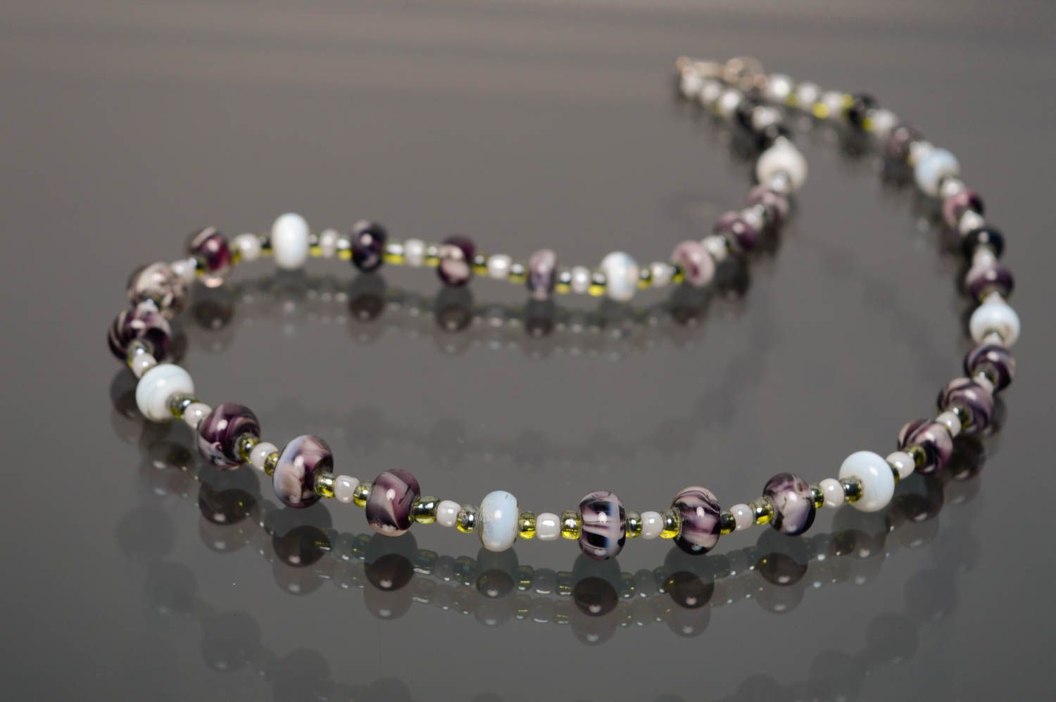 Lampwork glass jewelry set Lilac photo 1