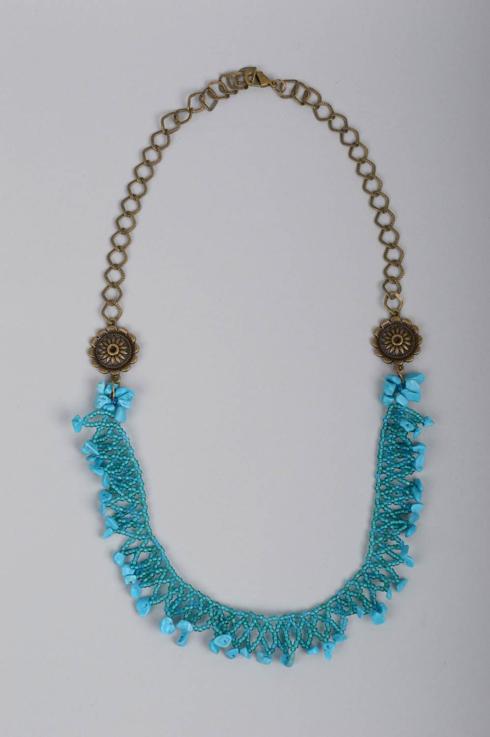 Collier turquoise chaîne Bijou fait main avec perles de rocaille Cadeau femme photo 5