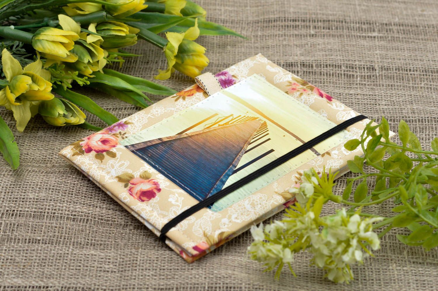 Unusual handmade cover for documents textile passport cover fashion accessories photo 1