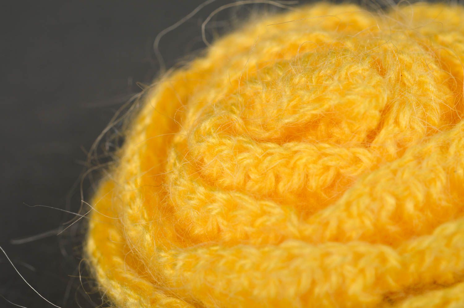 Handmade crocheted hair tie unusual yellow accessory textile hair tie photo 3