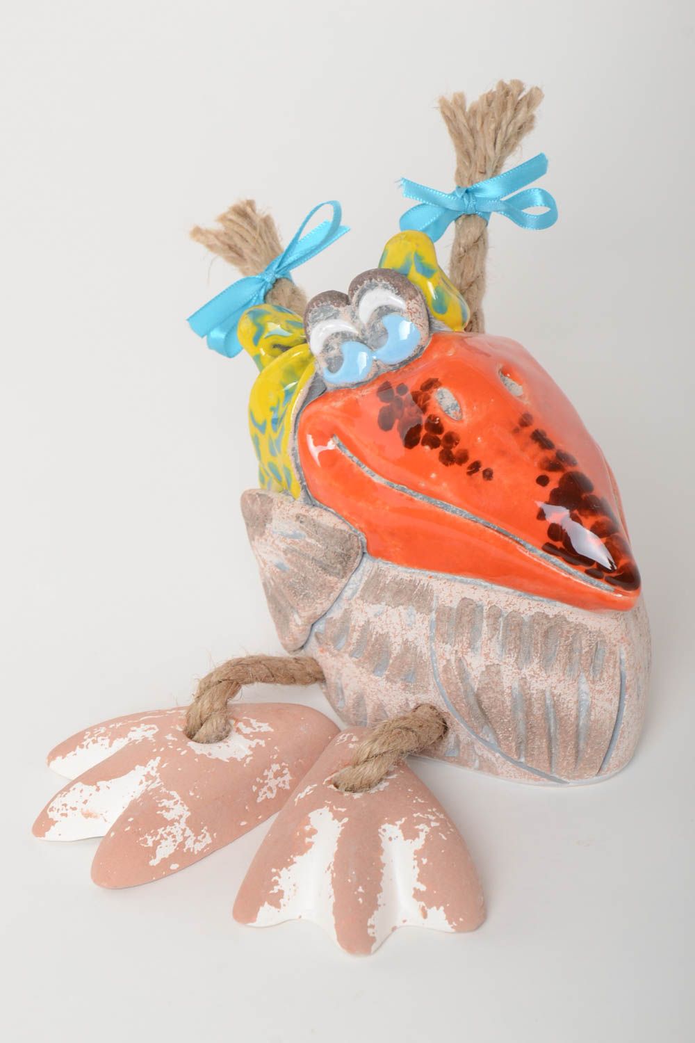 Handgemachte Keramik Kinder Spardose Geschenk für Kinder Ton Deko Krähe bunt foto 2