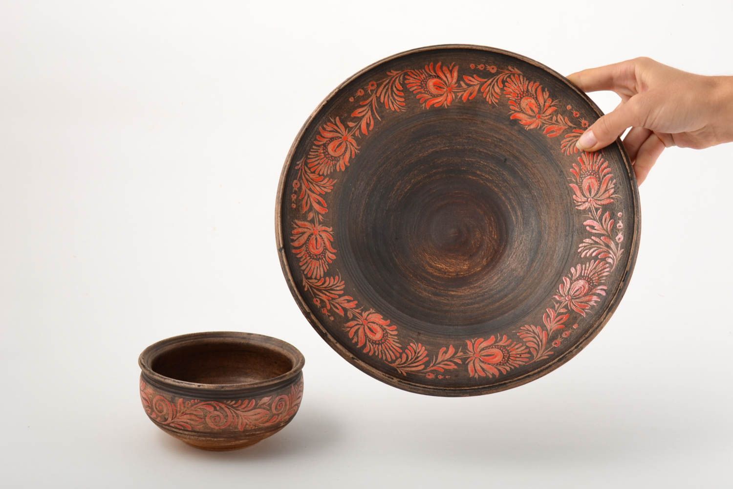2 cuencos de cerámica hechos a mano vasijas de barro elementos decorativos foto 5