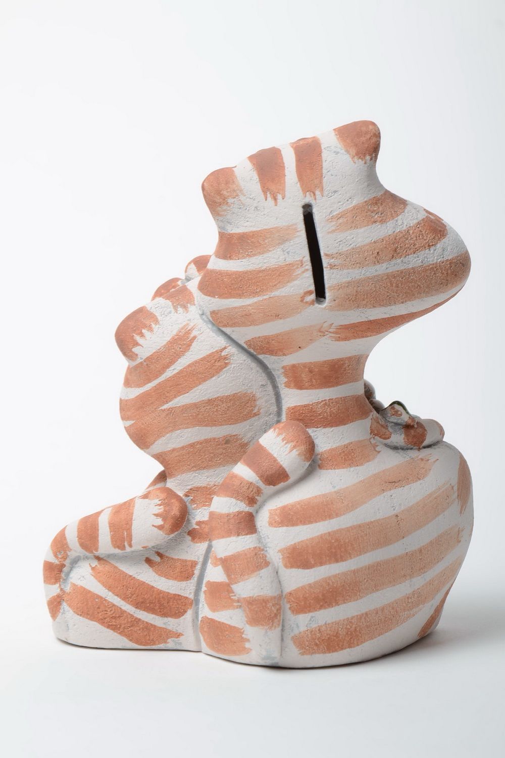 Alcancía artesanal original con forma de gatos de cerámica pintada infantil foto 5