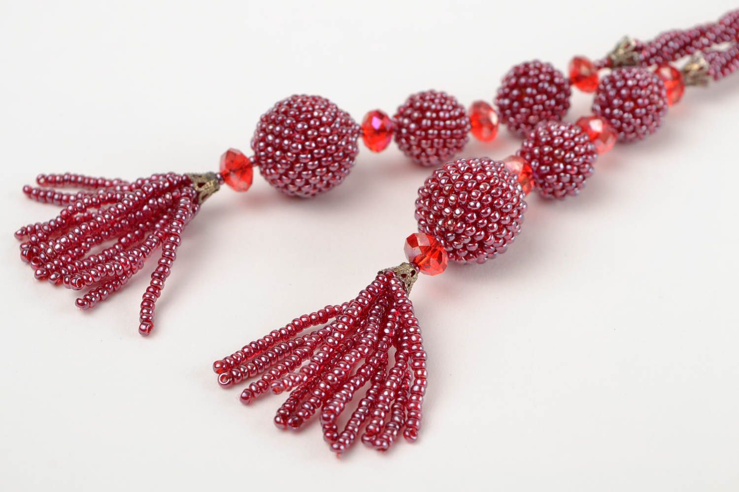 Collier lariat Bijou fait main rouge en perles de rocaille original Cadeau femme photo 4