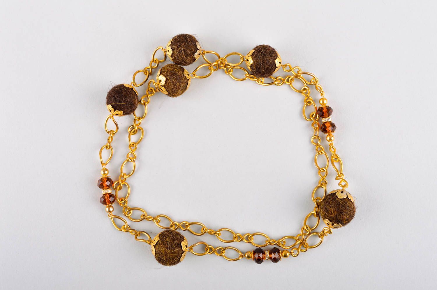 Collier perles laine Bijou fait main doré Accessoire femme Idée cadeau photo 5
