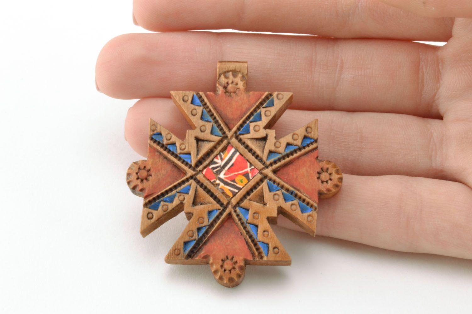 Croce di legno fatta a mano crocetta intagliata originale in legno bella foto 5