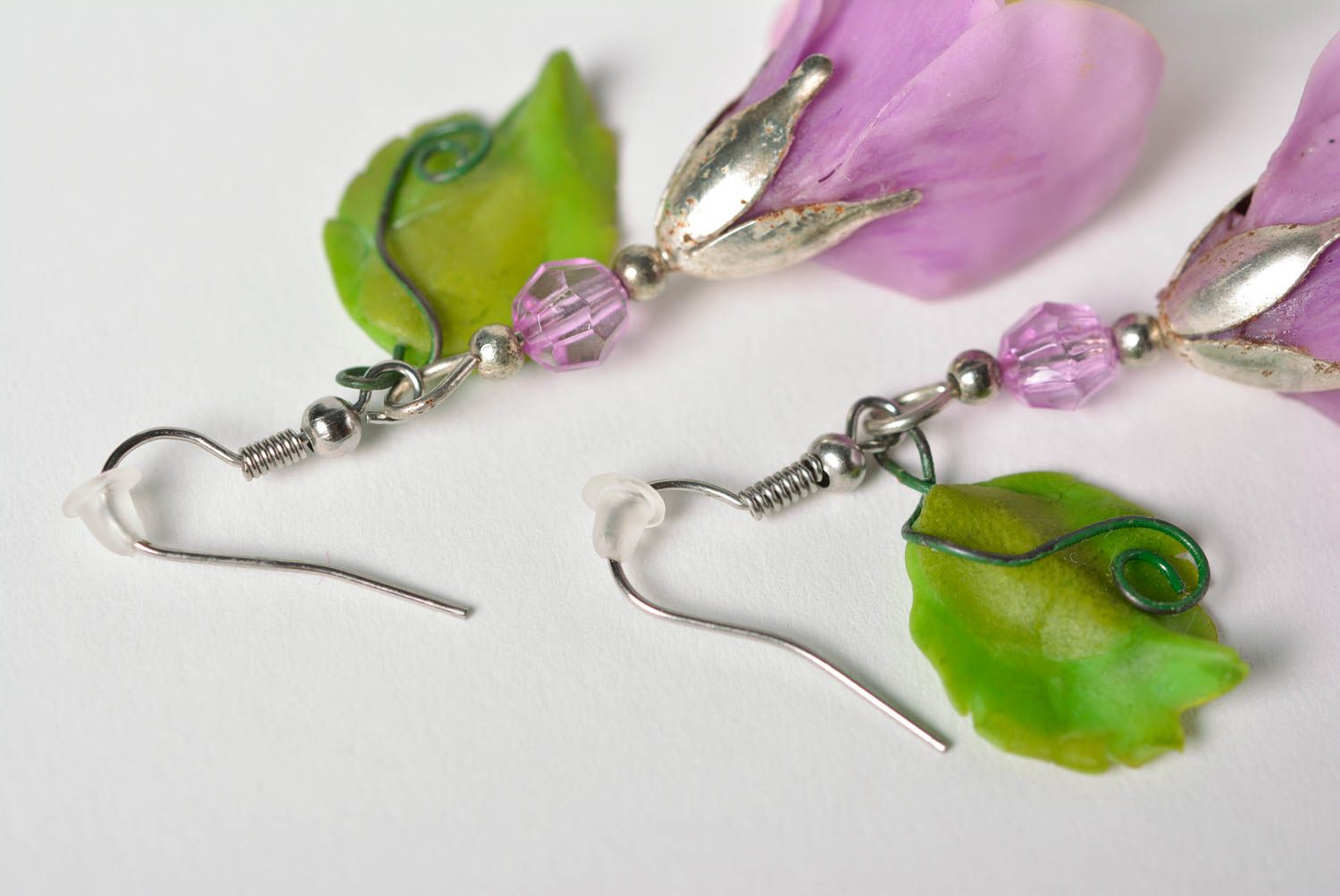 Charming handmade designer plastic flower earrings molded jewelry photo 4