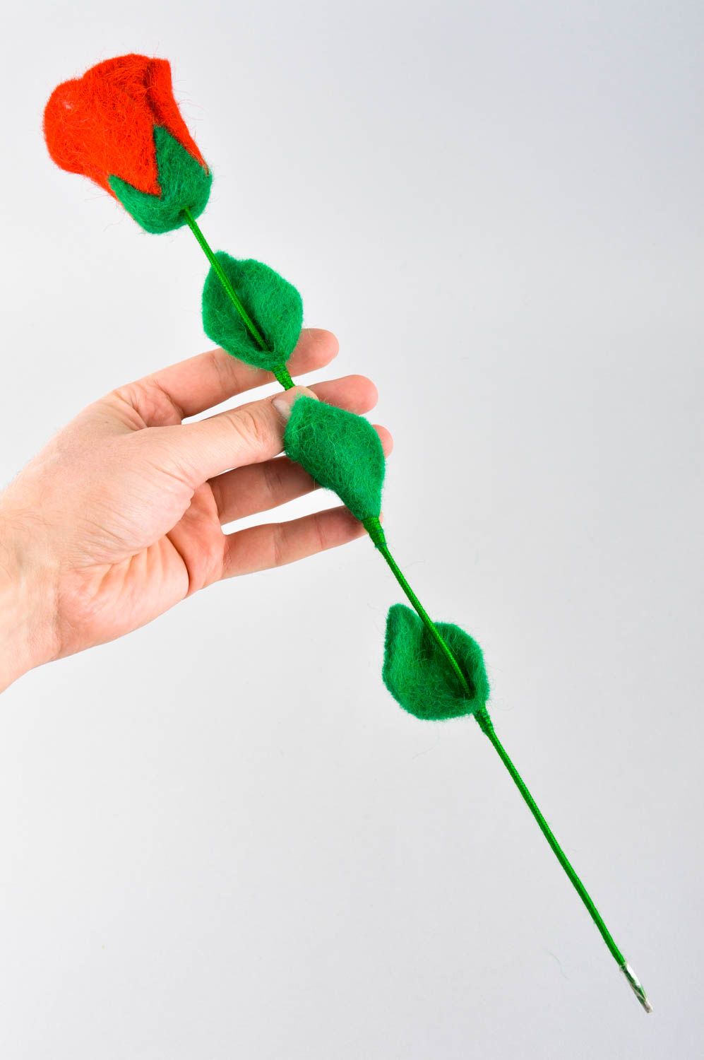 Fleur artificielle rouge faite main Fleur en feutre design Décoration maison photo 10