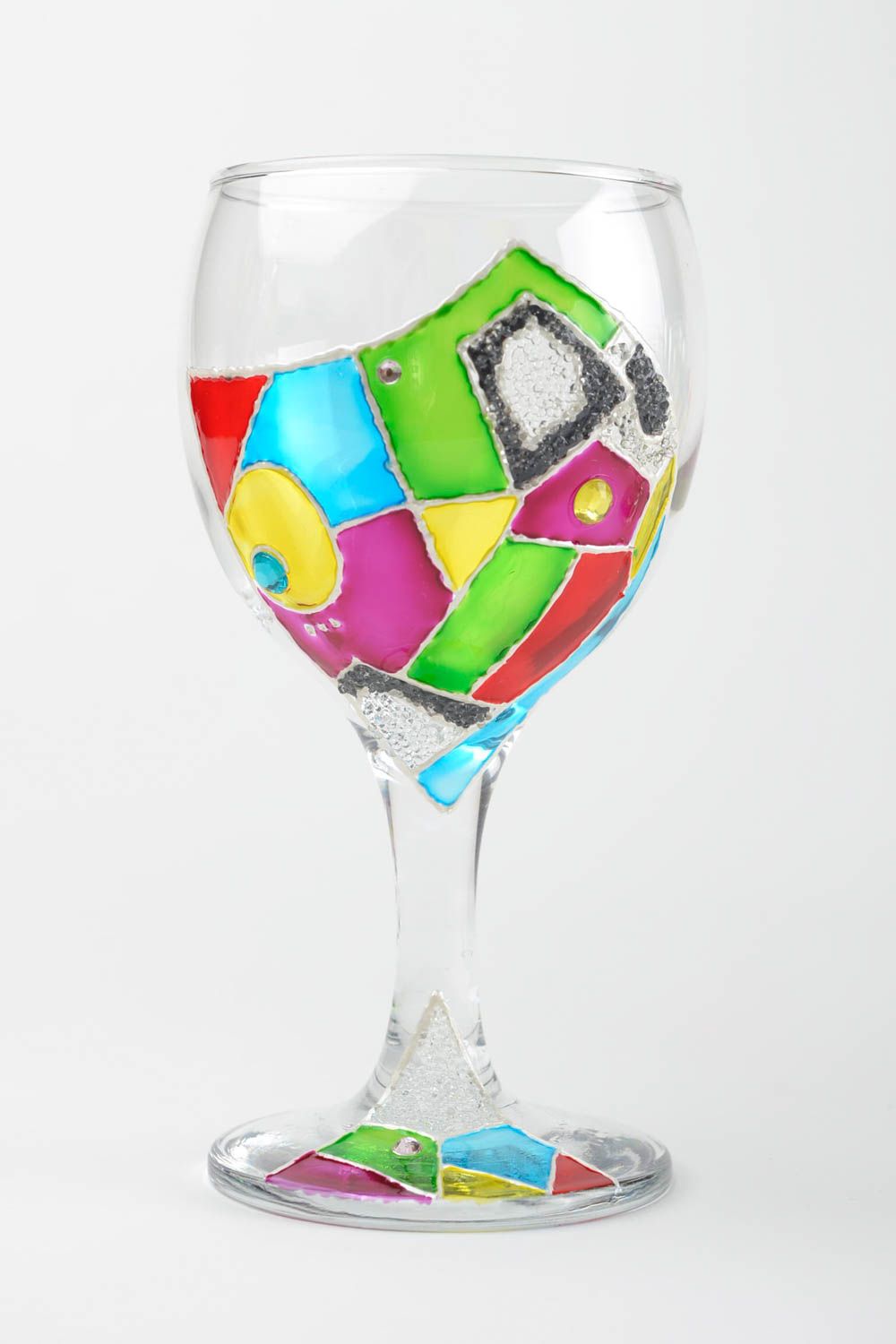 Verre à vin fait main Vaisselle design Art de table en verre 17,5 cl décor photo 4