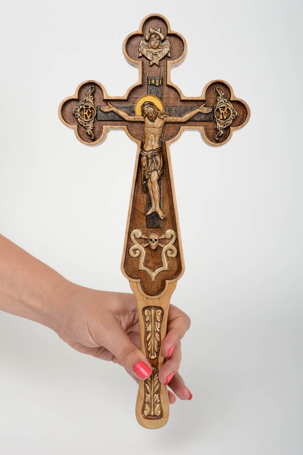 Крест из дерева ручной работы необычный декор резной декоративный крест фото 5
