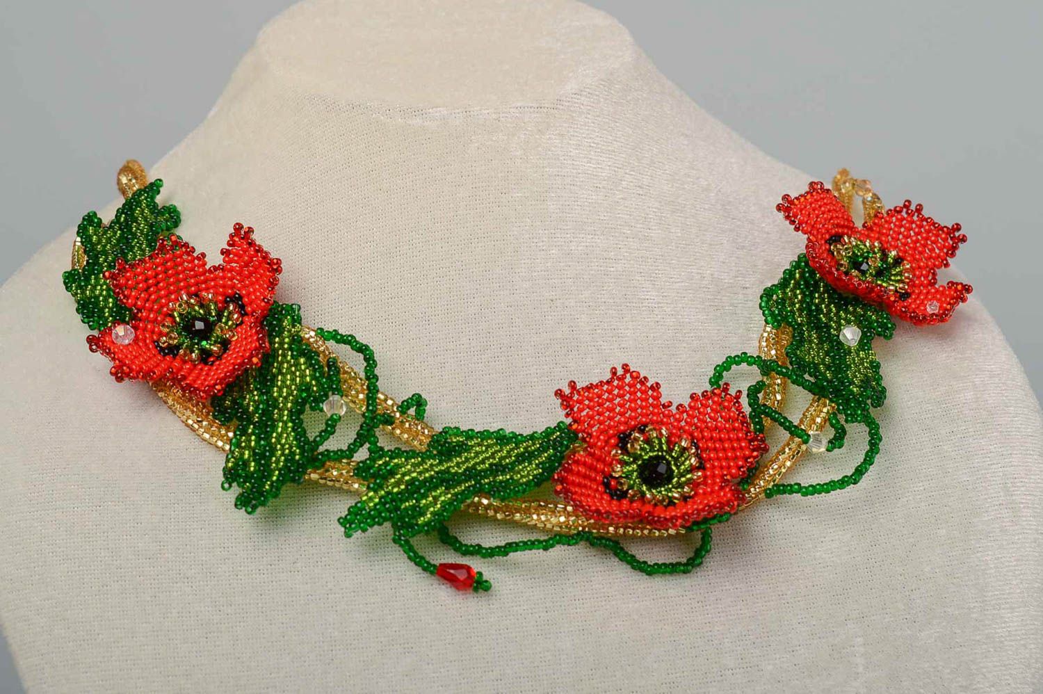 Handmade necklace seed beads necklace designer accessories flower bijouterie photo 2