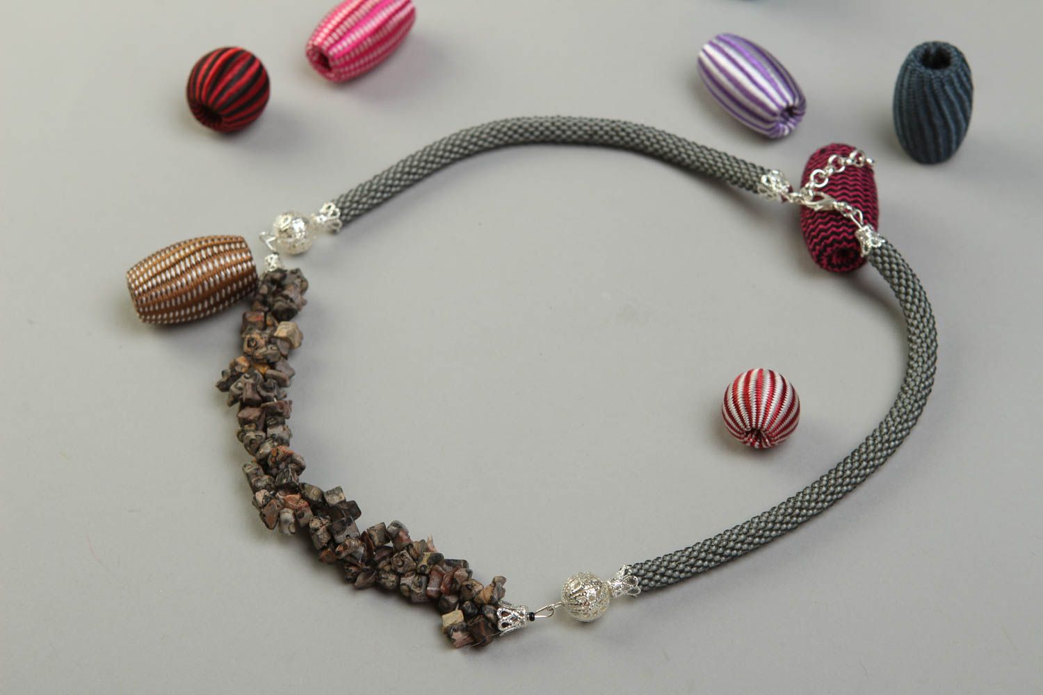 Handmade unusual necklace stylish beaded necklace designer festive accessory photo 1