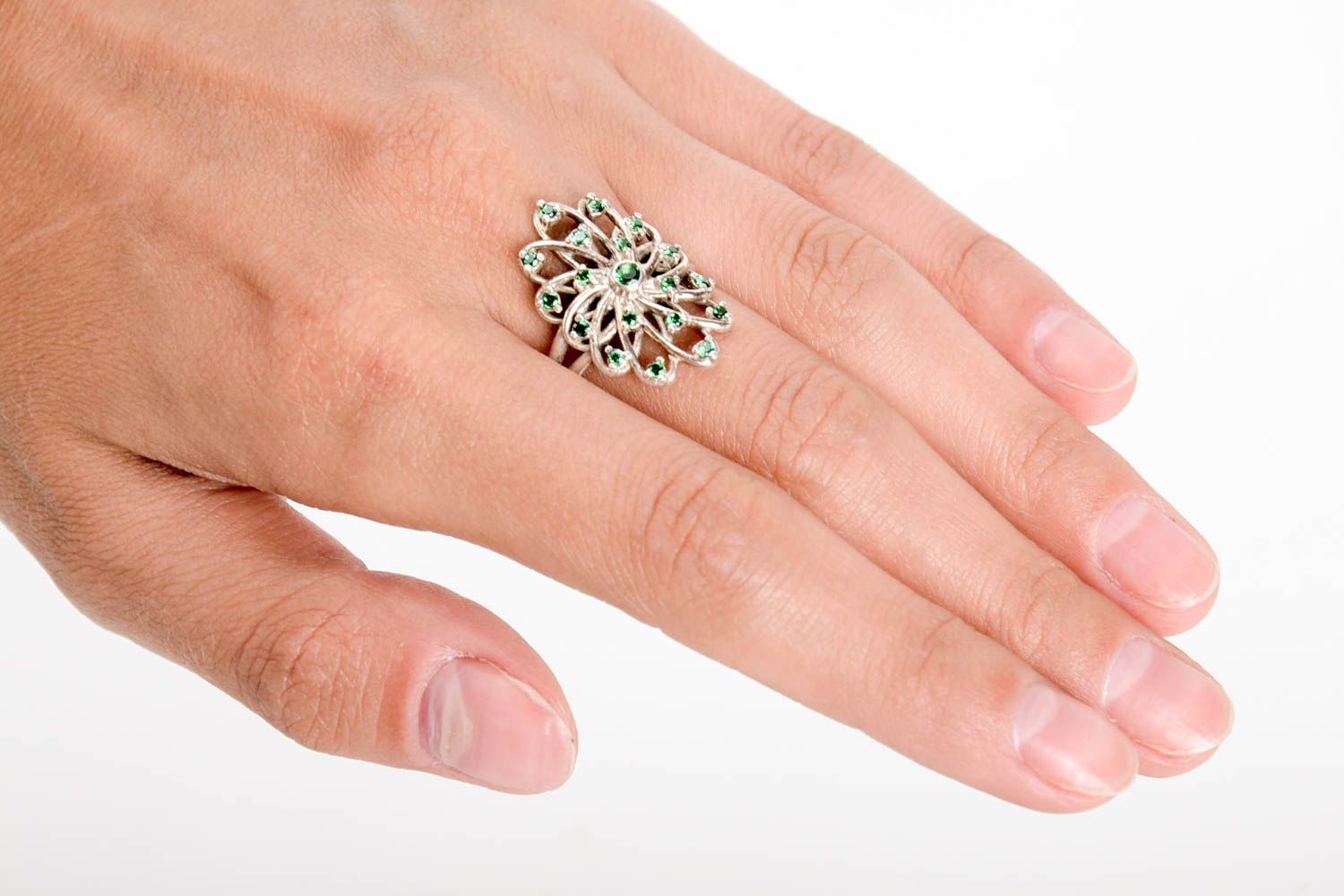 Кольцо из серебра украшение ручной работы ювелирная бижутерия женское кольцо   фото 1
