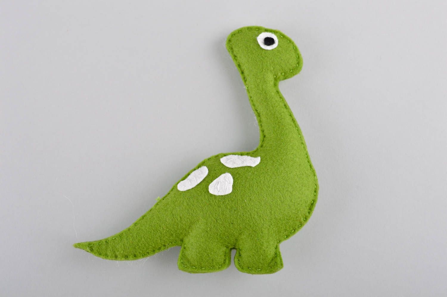 Peluche dinosaure faite main Jouet enfant Cadeau original feutre vert design photo 4