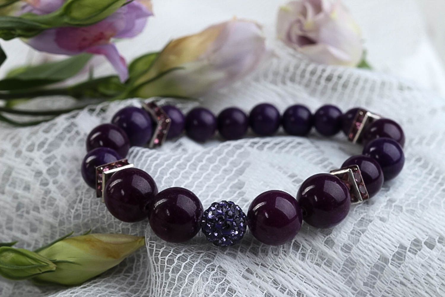 Сharoite bracelet handmade woven bracelet fashion jewelry with natural stones photo 1