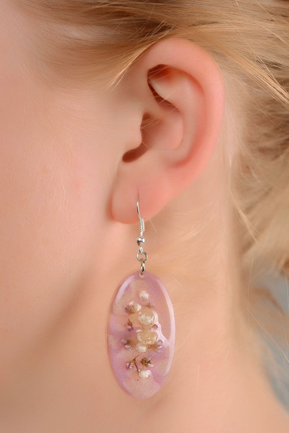 Long earrings of oval shape Gentle Spring photo 2