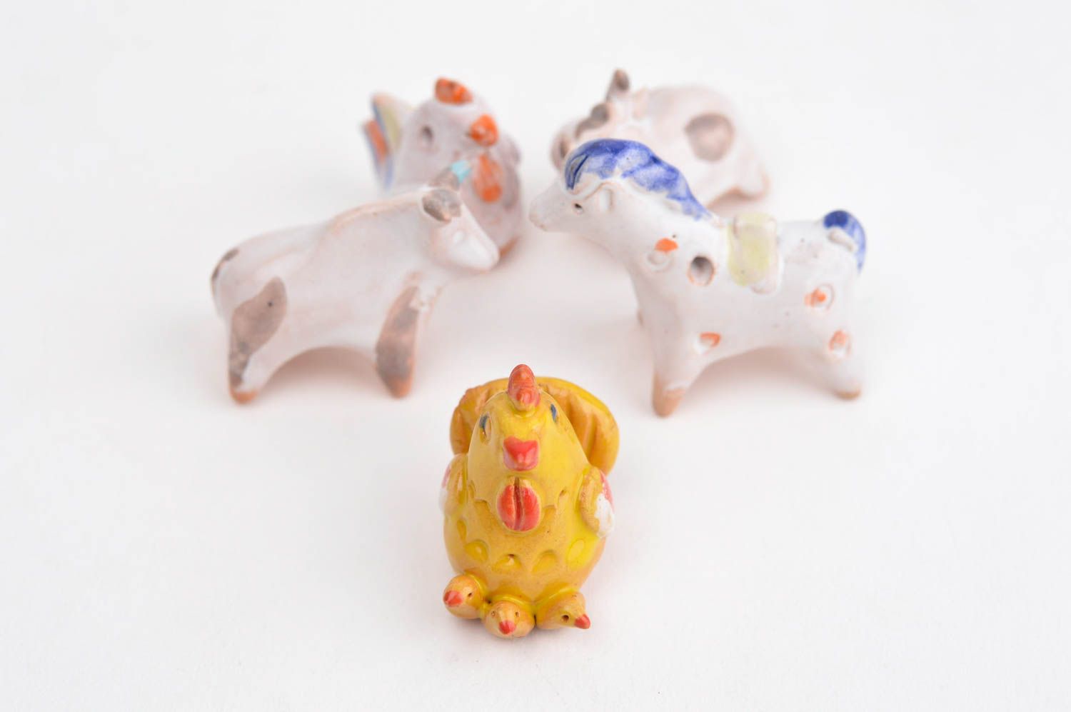 Handmade animal figurines 5 cute ceramic statuettes decorative use only photo 10