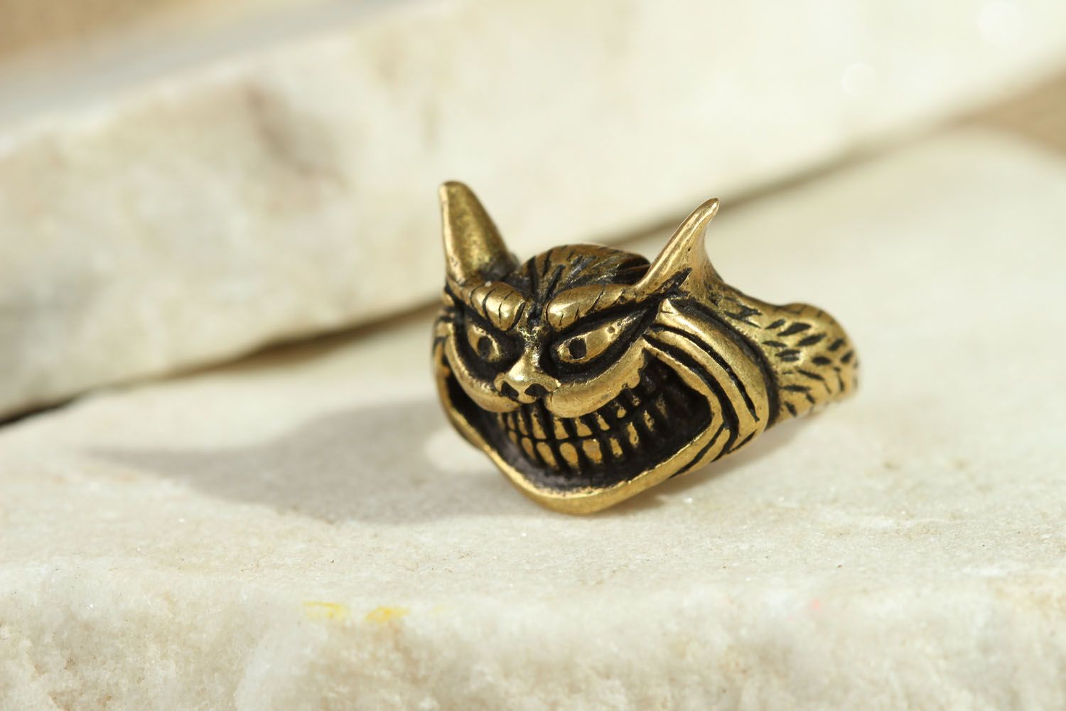 Bronze seal ring Cheshire Cat photo 4