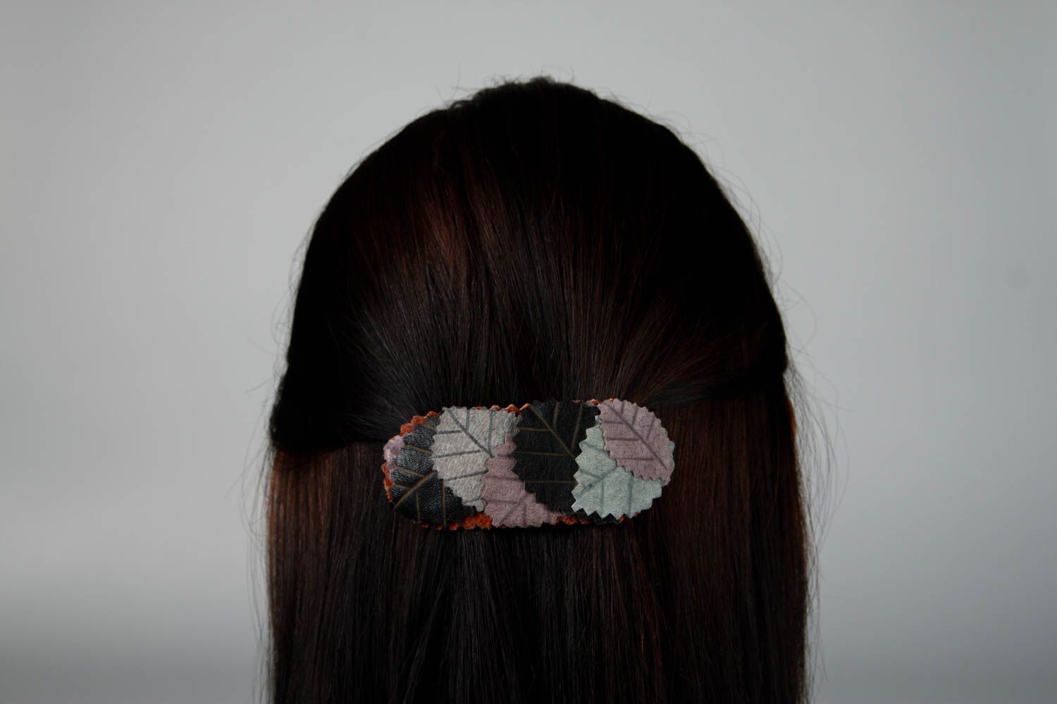 Handmade schöne Haarspange Haar Schmuck Haarspange Leder mit Blättern  foto 2