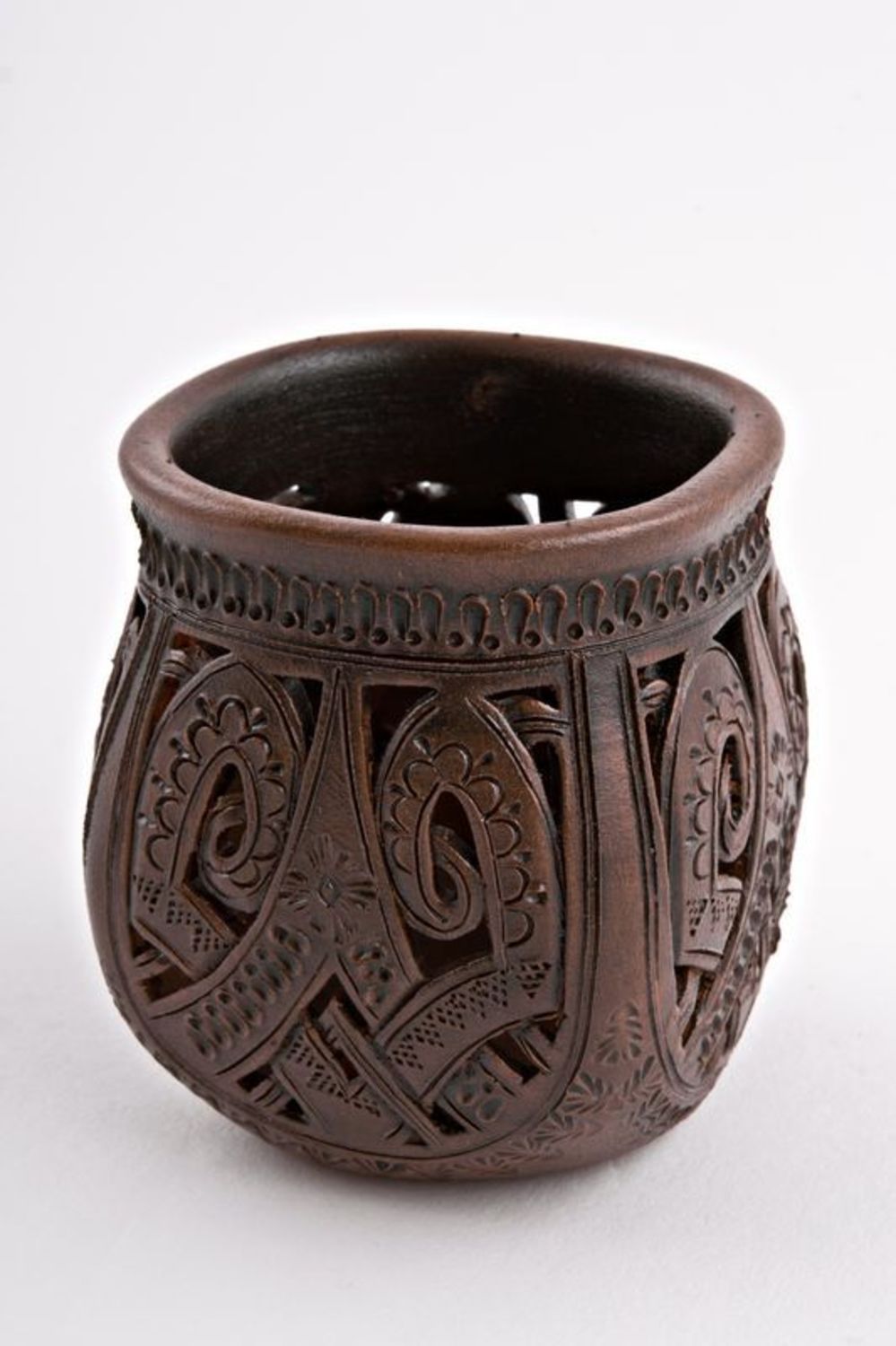 Vaso decorativo fatto a mano Vaso di argilla naturale Vaso portacandele
 foto 5