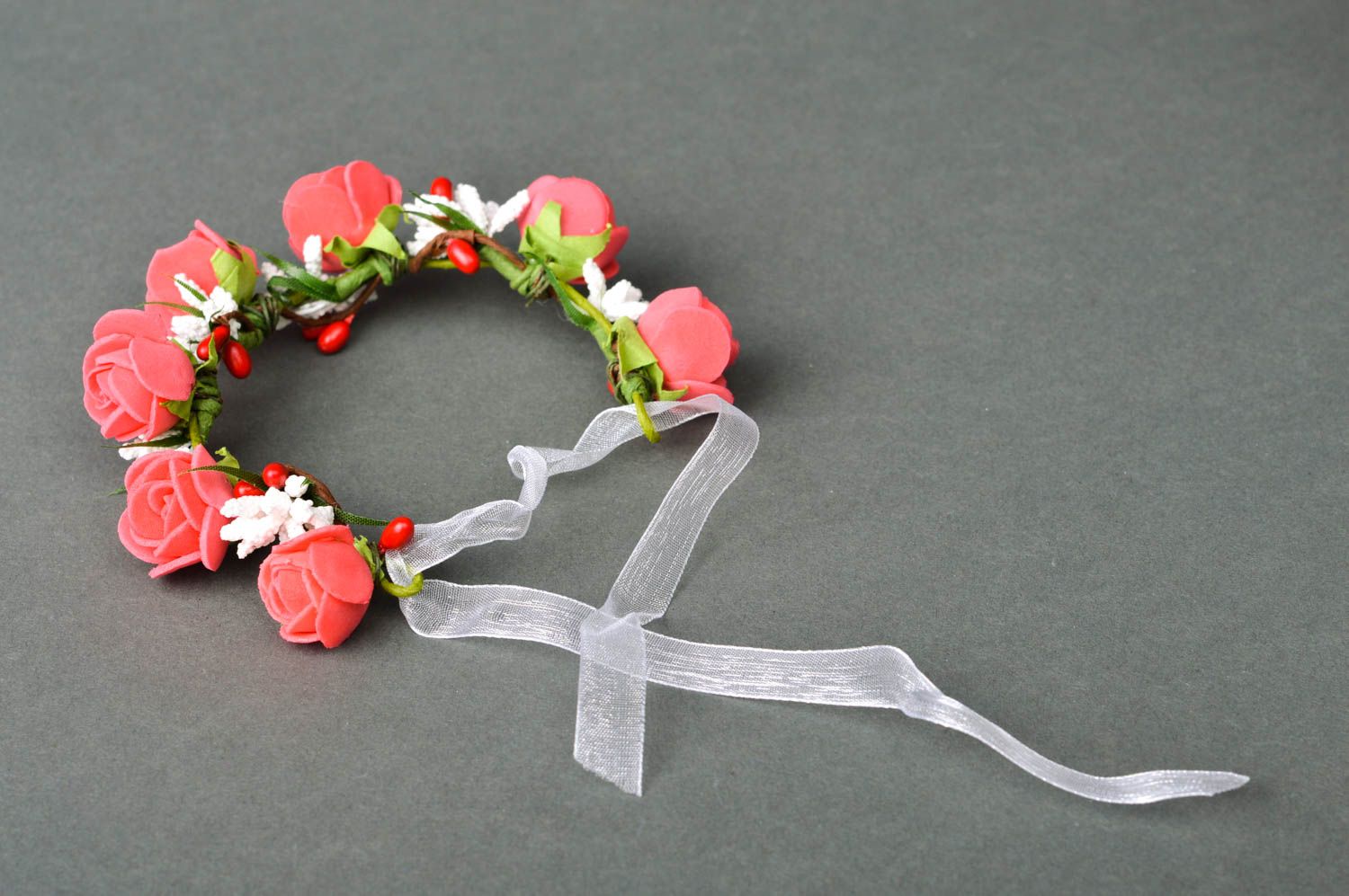 Armband Blumen handgefertigt Designer Schmuck,Frauen Geschenk in Rosa Weiß foto 3