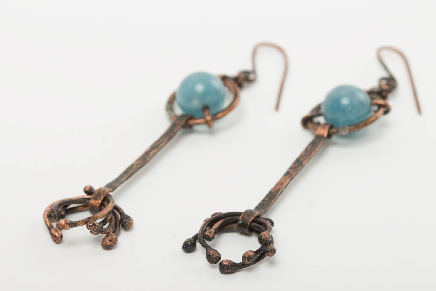 Handmade earrings unusual earrings copper jewelry designer accessory gift ideas photo 3